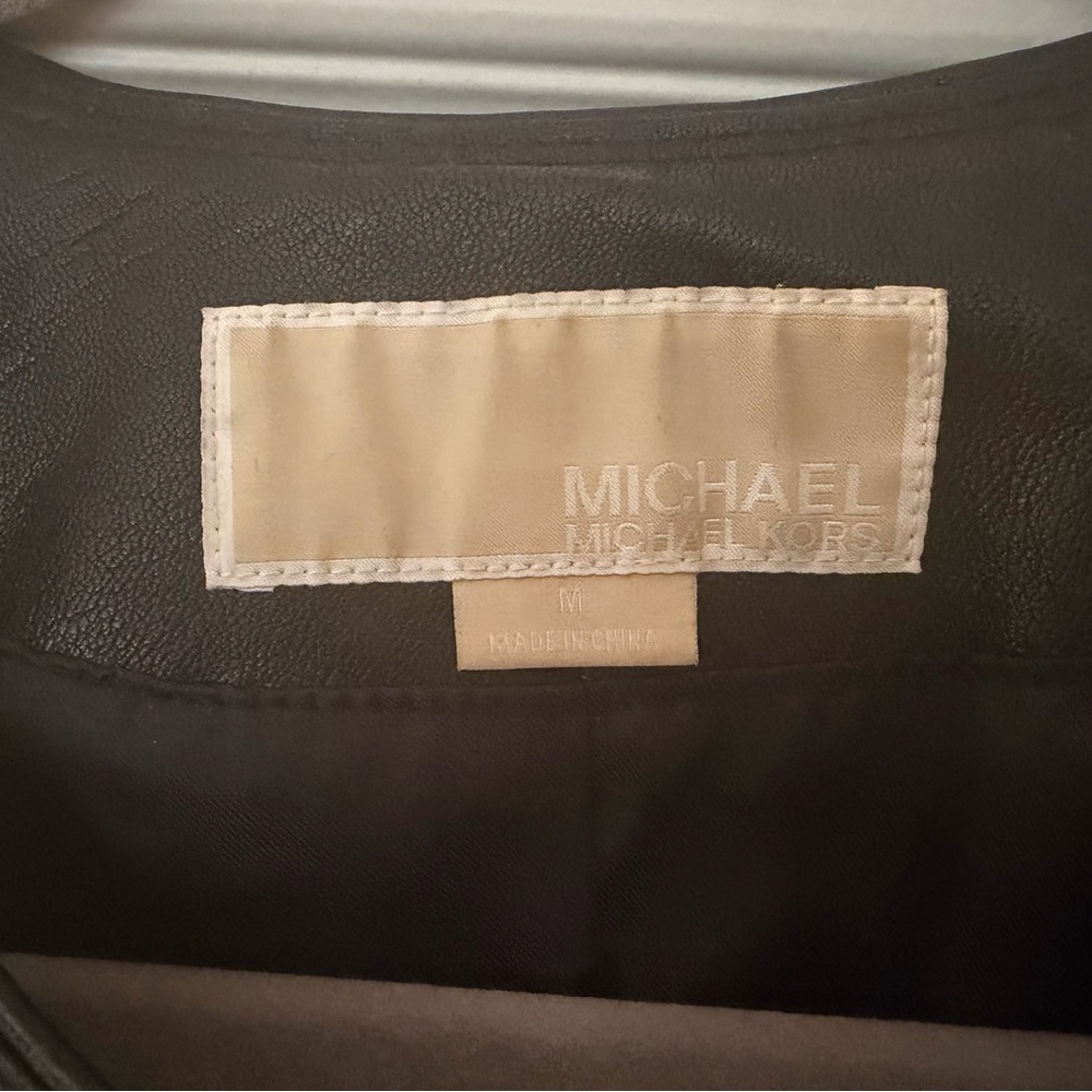 Michael Kors Black Leather Asymmetrical Zip Jacket - Picture 4 of 5